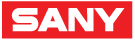 Logotipo de la marca SANY en fondo negro con texto blanco sobre una franja roja